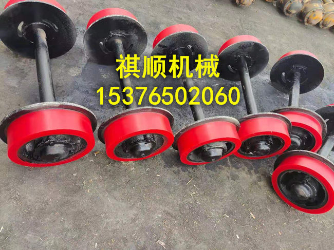 矿车轮子成套定做 双边轨道轮包胶