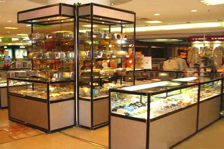 玻璃折叠展柜化妆品展示柜安装