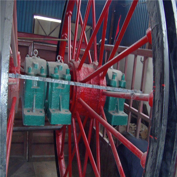 游动天轮用于提升绞车和装载箕斗之间连接导向用